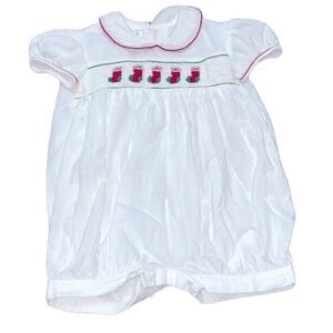 Fancy Threads by Maria Elena Christmas smocked jumpsuit size 12 months